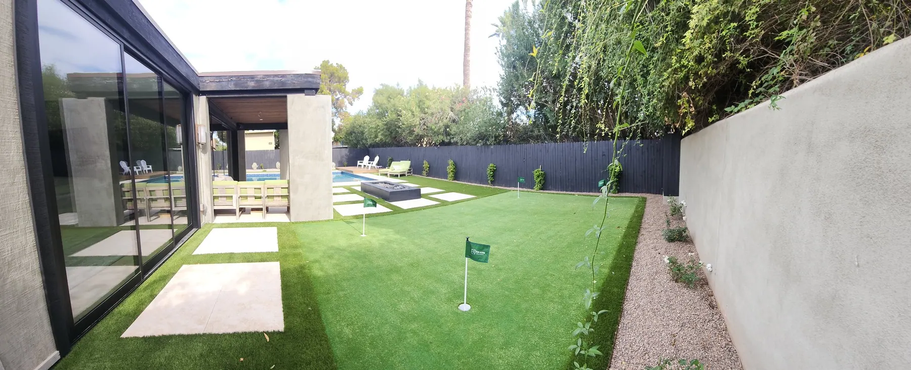 Turf strip, modern side yard